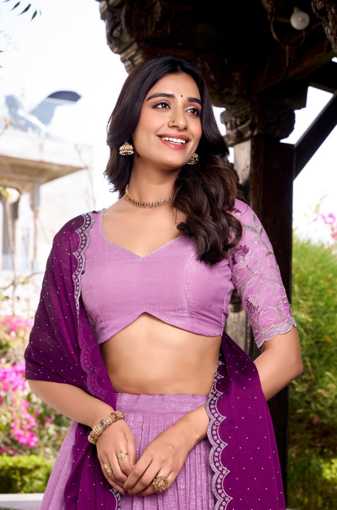Magnificent Lavender Silk Glory Sequins And Thread Embroidery Work Stylish Lehenga
