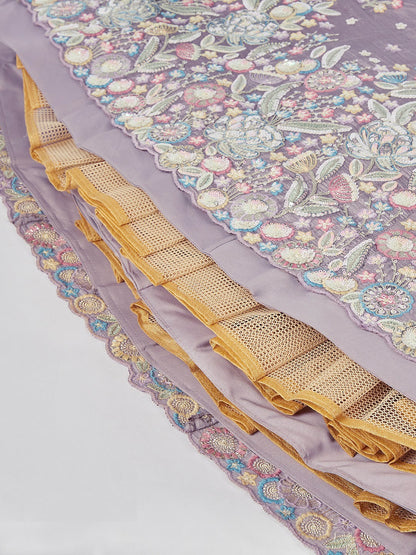 Exquisite Mauve Silk Chiffon Bridal Lehenga