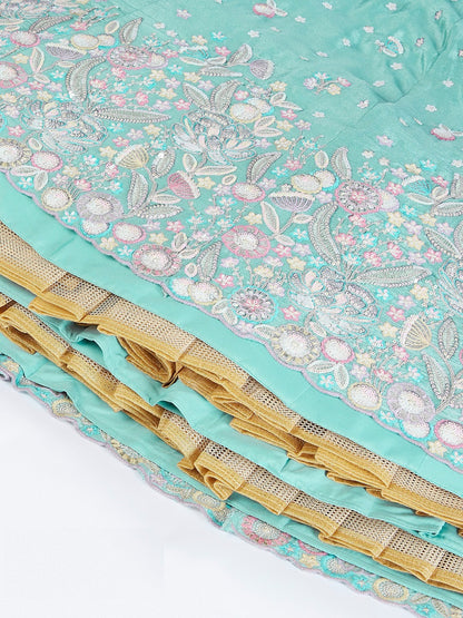 Contemporary Sea Green Silk Chiffon Bridal Lehenga