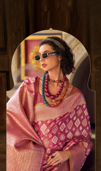 Women Light Purple Tissue Silk Saree