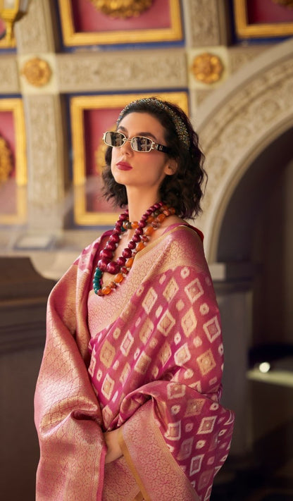 Women Light Purple Tissue Silk Saree