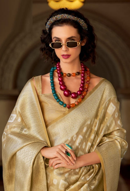 Women Golden Tissue Silk Saree