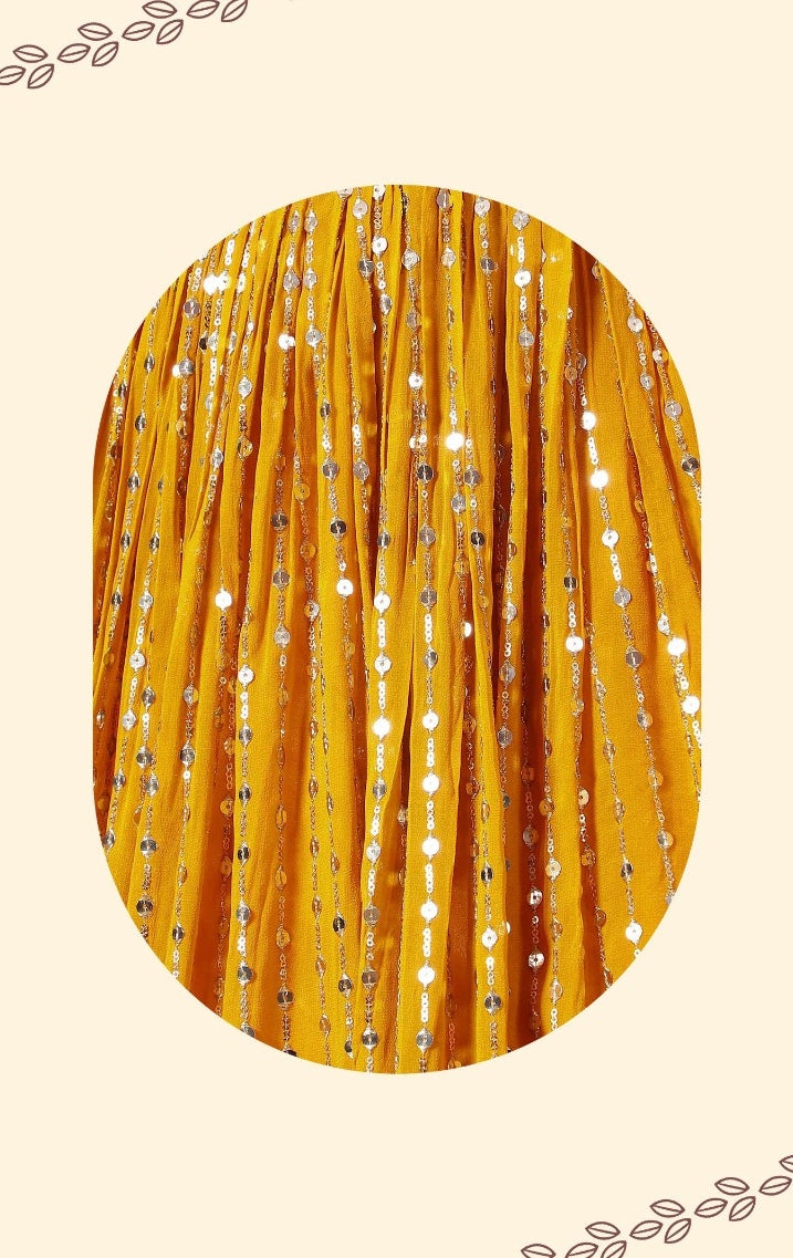 Trendy Yellow Georgette Zari & Sequins Embroidery Work Digital Print Stylish Lehenga