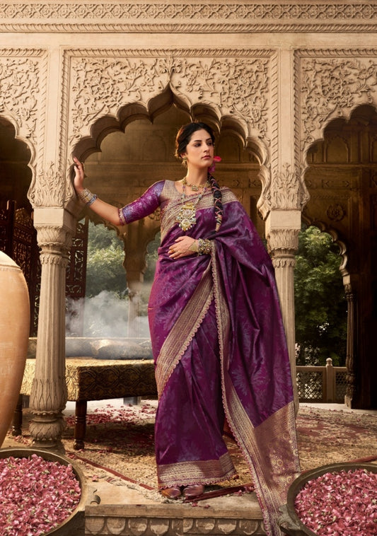 Fantastic Purple Banarasi Silk Saree