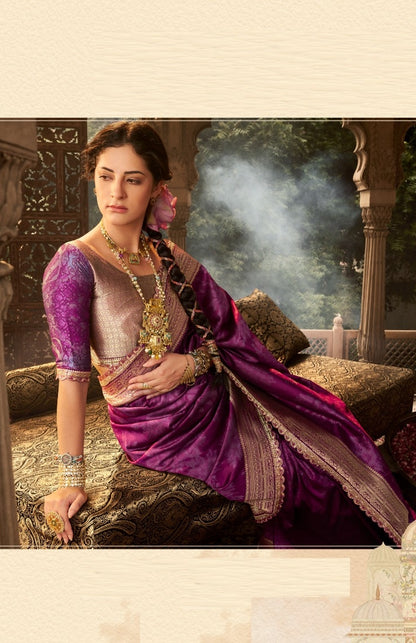 Fantastic Purple Banarasi Silk Saree