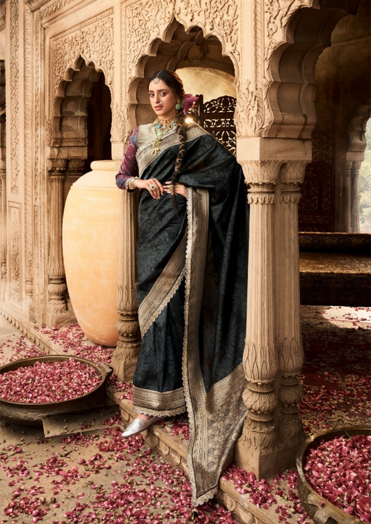 Gorgeous Black Banarasi Silk Saree