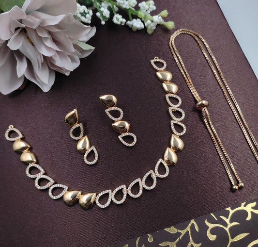 Elegant Oxidised Stone Studded Necklace Set