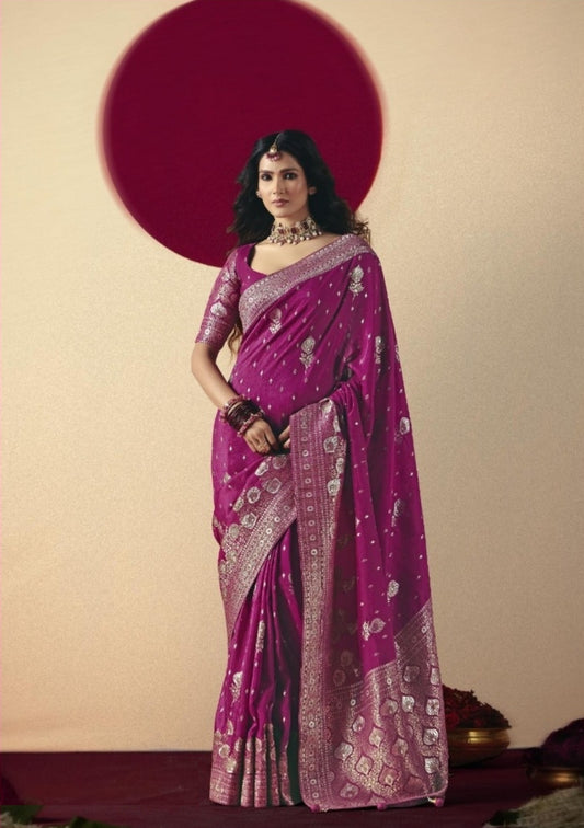 Luxurious Purple Banarasi Silk Saree