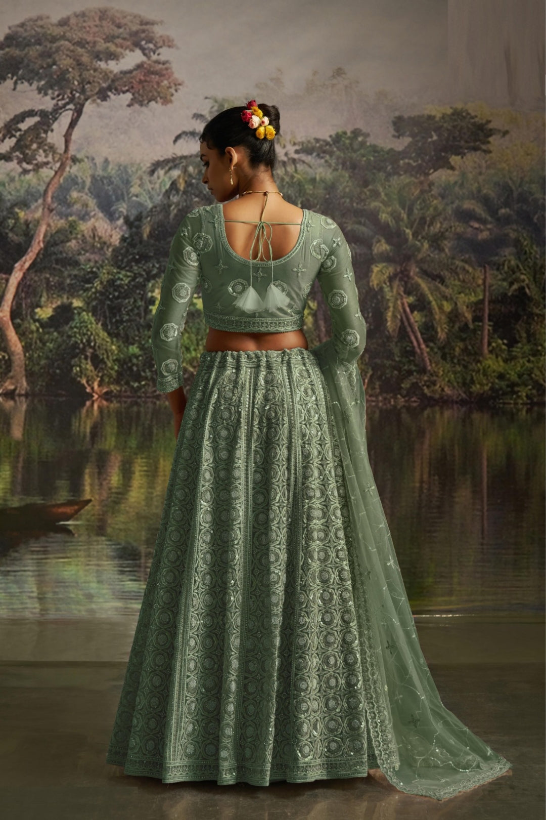 Enchanting Sea Green Soft Net Bridal Lehenga Set