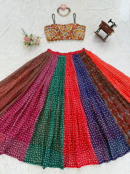 Radiant Multicolor Georgette Digital Print Traditional Lehenga Set
