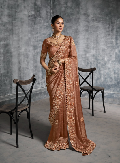 Effortless Rust Tissue Tissue Saree