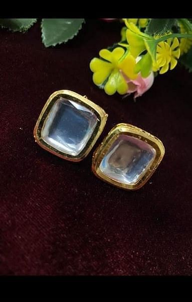 Elegant Square-Cut Crystal Stud Earrings