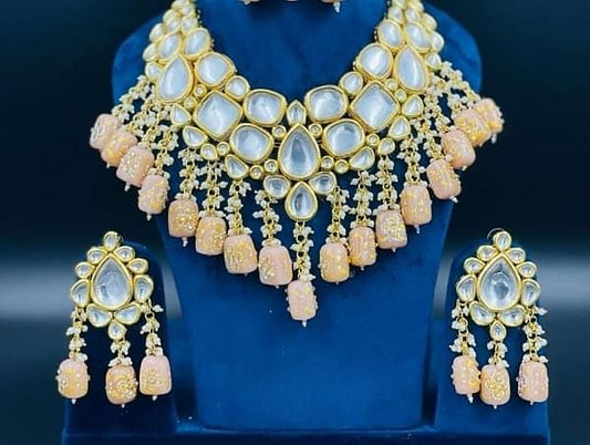 Elegant Kundan Necklace Set with Earrings