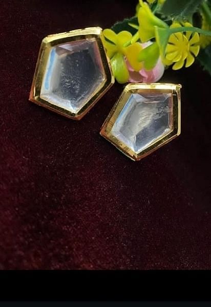 Elegant Geometric Gold Plated Crystal Earrings