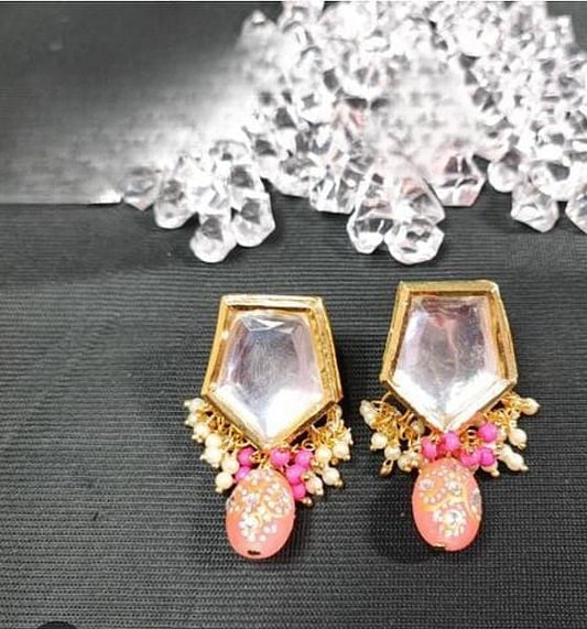 Elegant Gold-Plated Crystal and Pearl Earrings