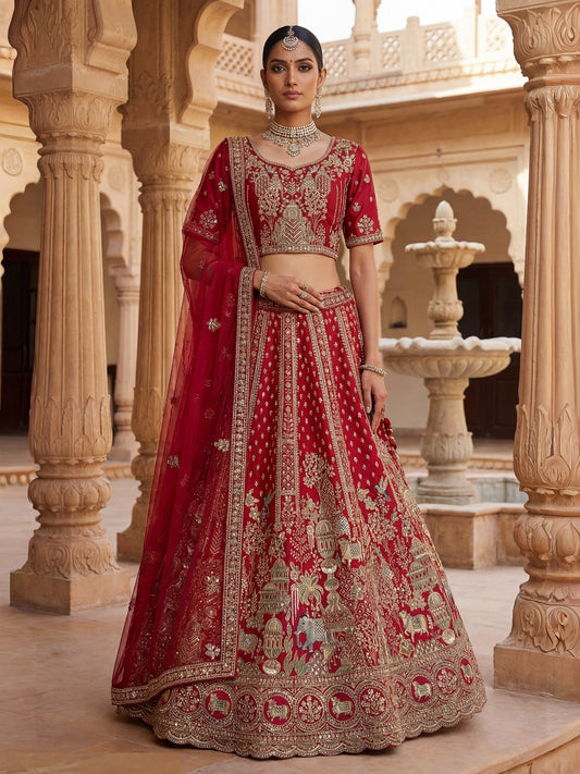 Enchanting Maroon Silk Bridal Lehenga