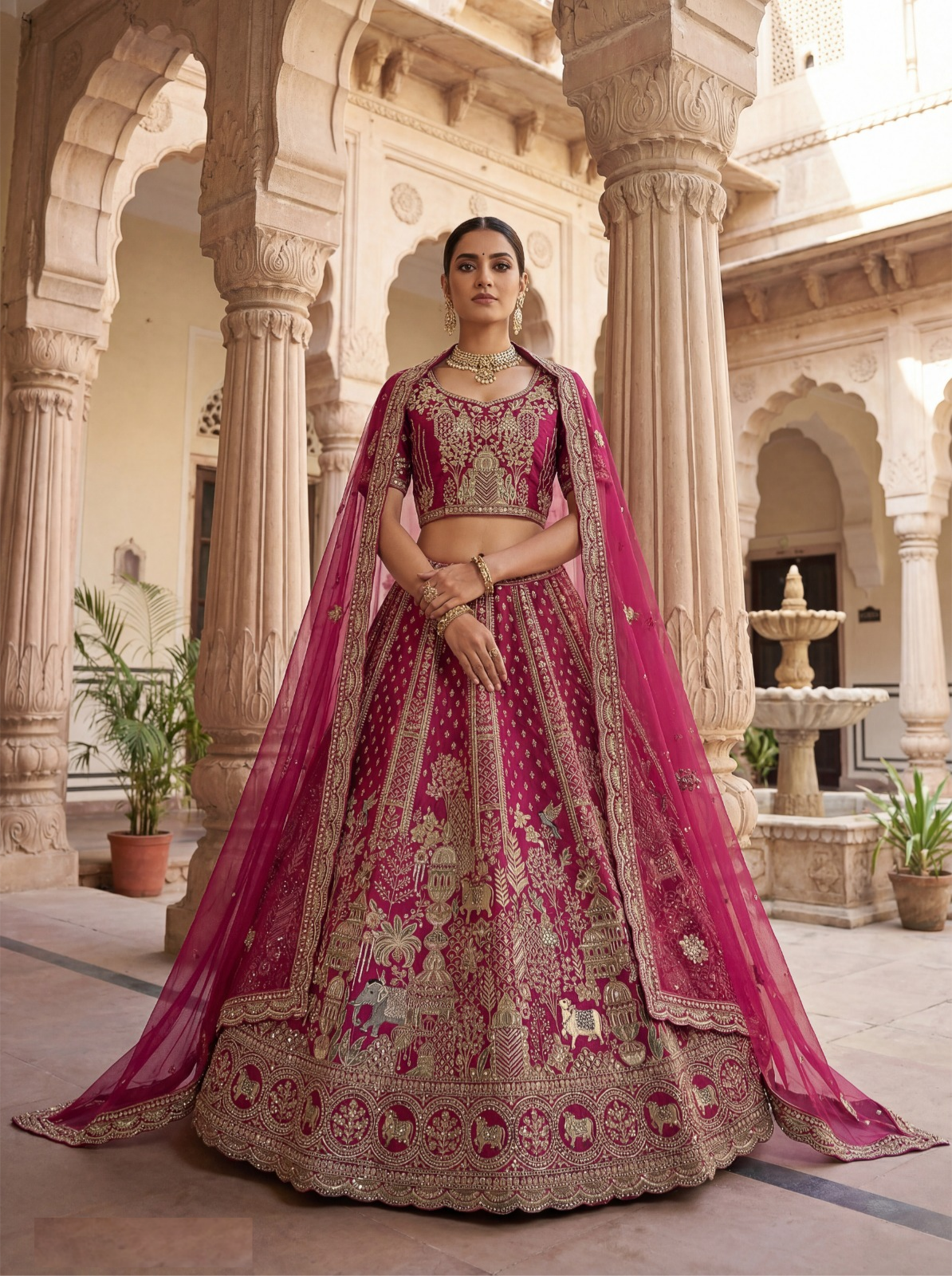 Effortless Pink Silk Bridal Lehenga