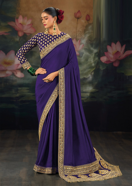 Comfy Royal Blue Pure Muga Silk Bridal Saree