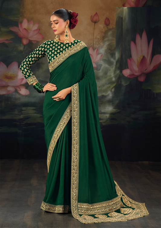 Pretty Green Pure Muga Silk Bridal Saree