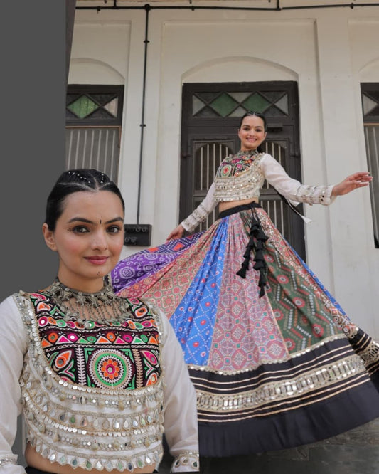 Women Multicolor Cotton Traditional Lehenga