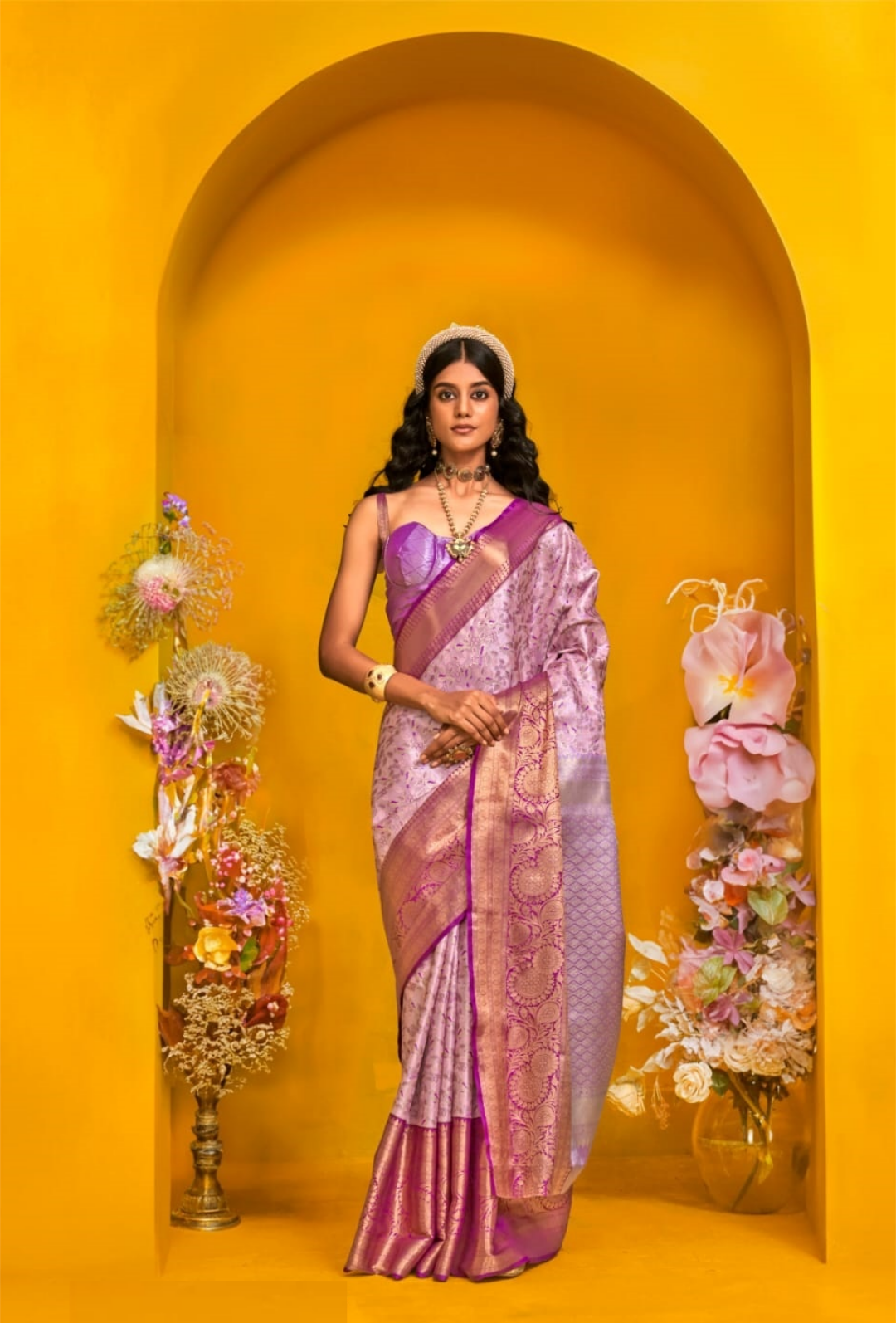 Lavender Silk Traditional Saree