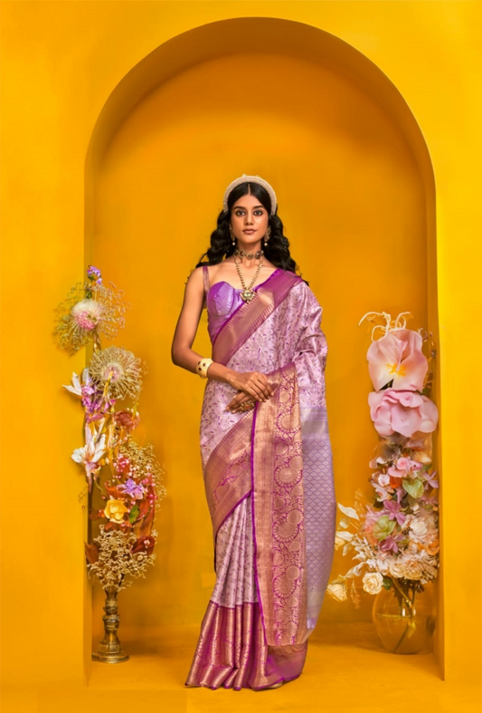 Lavender Silk Traditional Saree