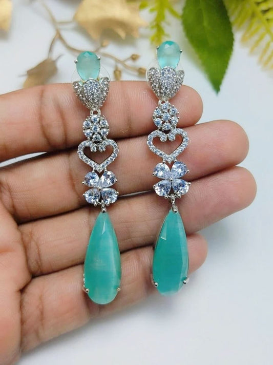 Elegant American Blue Diamond Studded Earrings