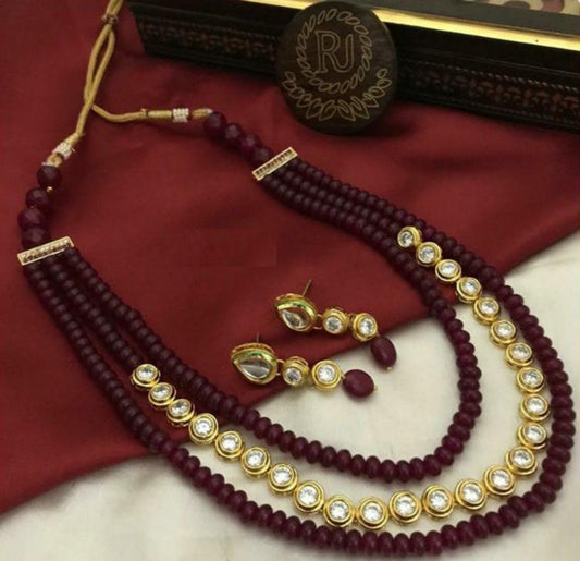 Elegant Meenakari Maroon Necklace Set