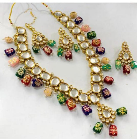 Meenakari Multicolor Stone Necklace Set