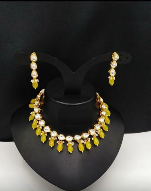 Elegant Meenakari Yellow Necklace Set
