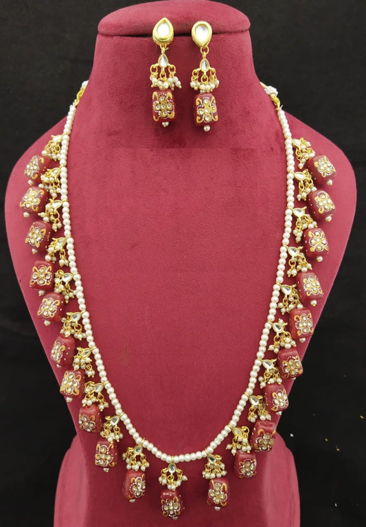 Elegant Meenakari Pink Necklace Set