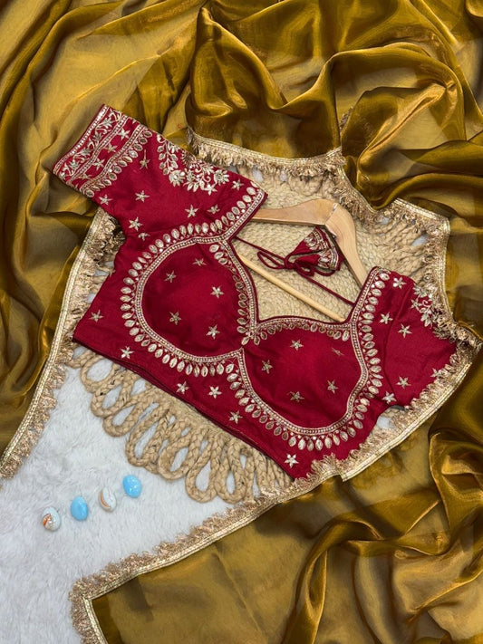 Stylish Gold And Maroon Silk Jimmi Chu Silk Saree