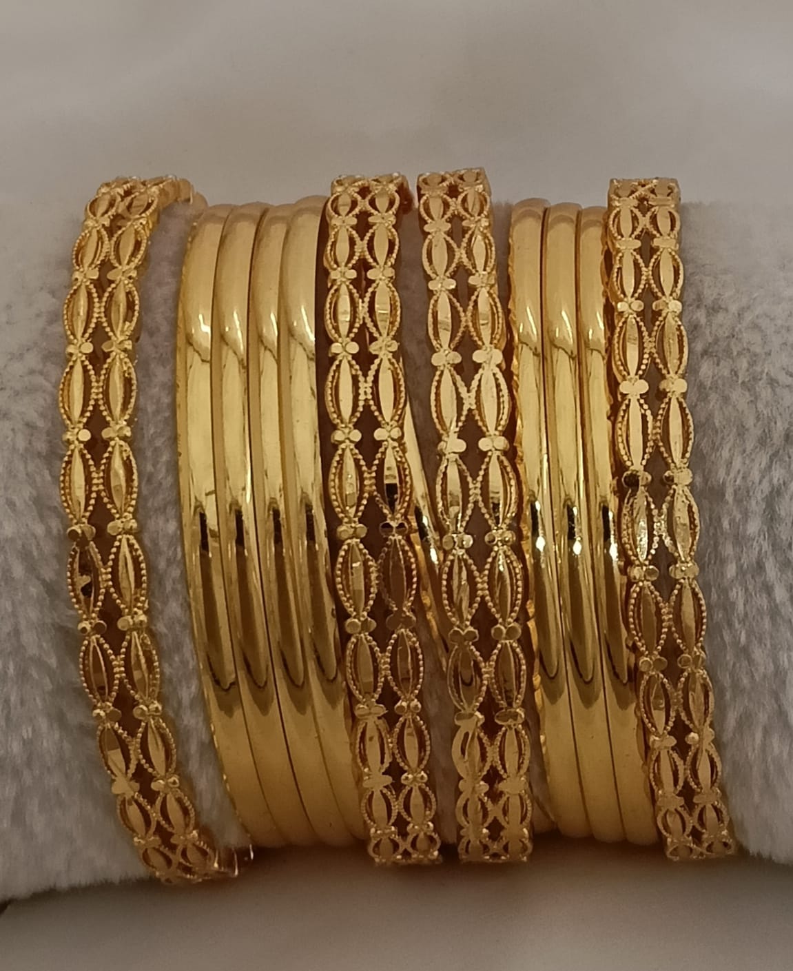 Originals Indian Gold Plated Metal Bangles Featuring Textured And Studded Patterns