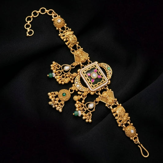 Classic Chic Multicolor Rajwadi Heritage Gold Plated Bracelet