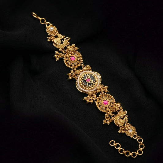Dazzling Multicolor Rajwadi Heritage Gold Plated Bracelet