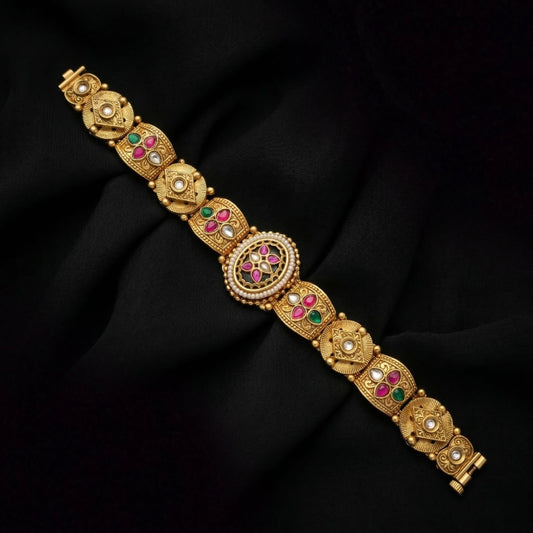 Diamoon Multicolor Rajwadi Heritage Gold Plated Bracelet