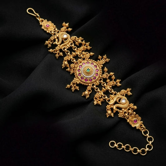 Eternal Elegance Multicolor Rajwadi Heritage Gold Plated Bracelet