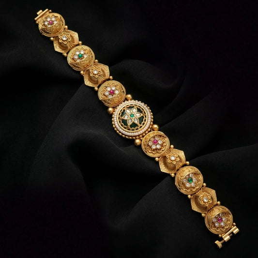 Fashow Multicolor Rajwadi Heritage Gold Plated Bracelet