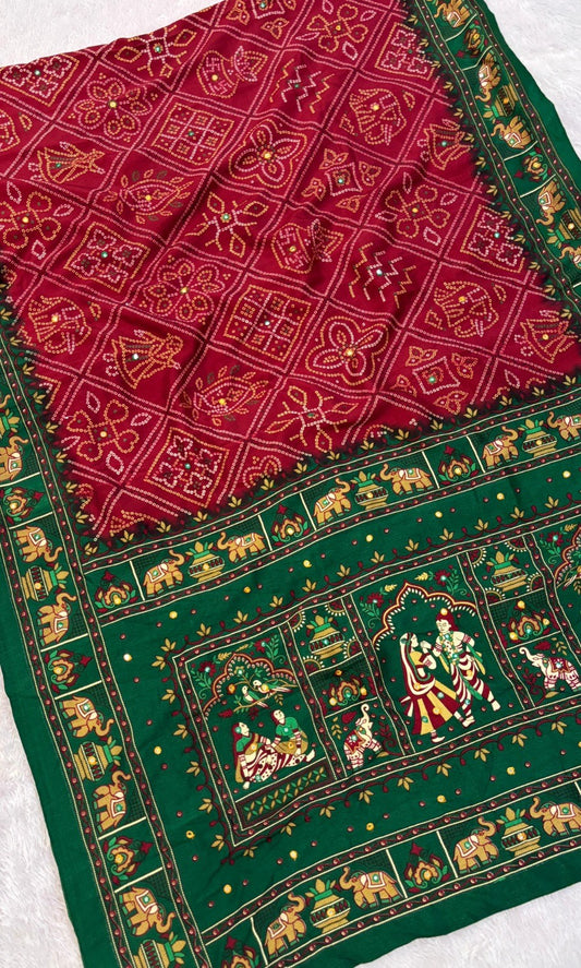 Women Maroon Pashmina Silk Saree
