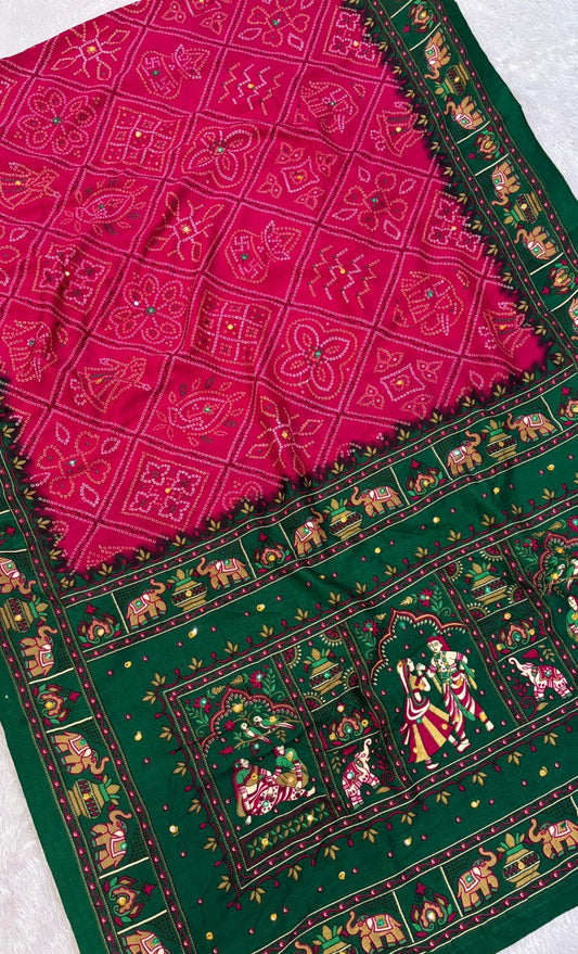 Women Pink Pashmina Silk Saree