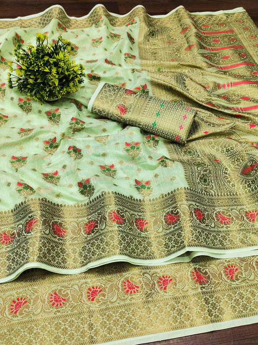 Women Sky Blue Soft Silk Paithani Saree