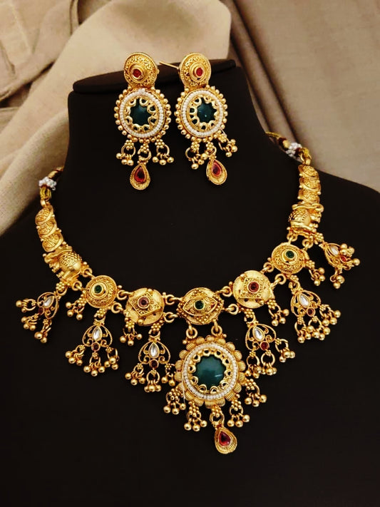 Timeless Tiaras Antique Gold Plated Choker Jewelry Set For Women