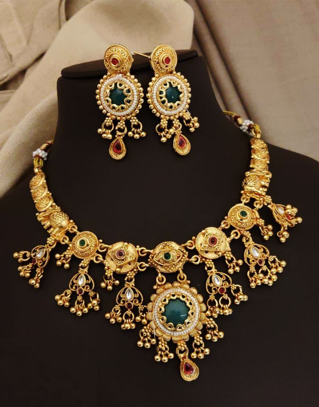 Bling Beach Antique Gold Plated Choker Jewelry Set For Women