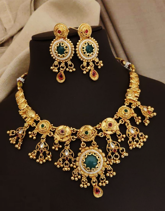 Bling Beach Antique Gold Plated Choker Jewelry Set For Women