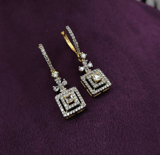 Elegant Kundan Silver And Gold Earrings