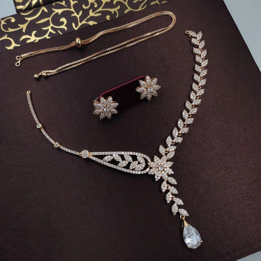White Elegant Stone Studded Necklace Set