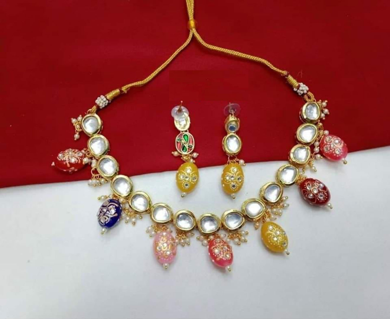 Elegant Colorful Stone Studded Necklace Set