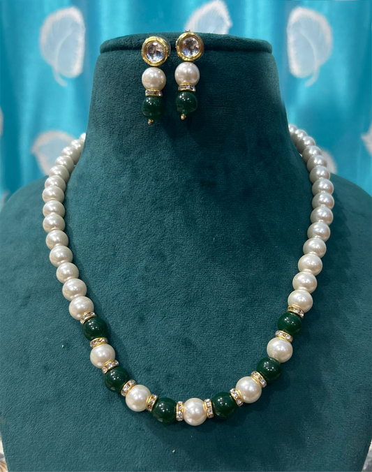 Elegant White And Green Designer Mala