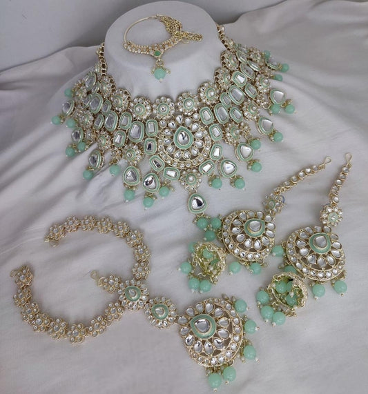 Elegant Sea Green Bridal Necklace Set
