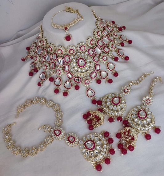 Elegant Maroon Bridal Necklace Set